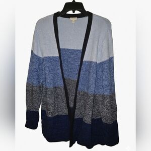 3x Plus Size Blue Cardigan Knitted Sweater Womens Top 100% Cotton